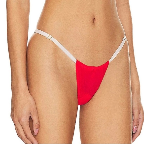 We Are HAH 2 A T String Panty Blood Orange OS Adjustable Pink Straps NWT - Picture 2 of 4
